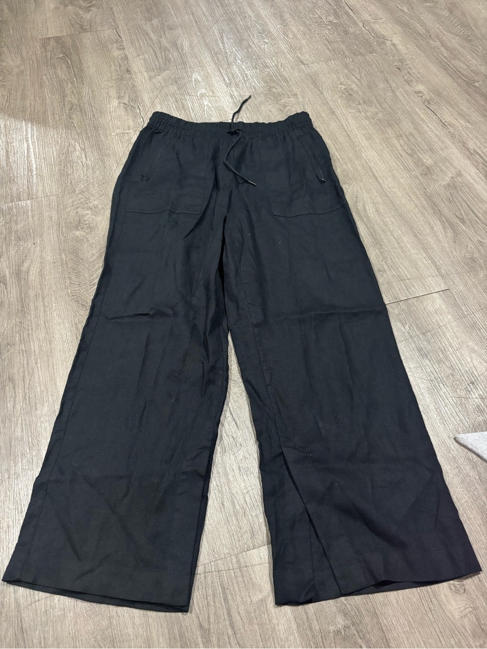 Athleta Retreat Linen High Rise Wide Leg Pants In Black Size Medium - Picture 4 of 7